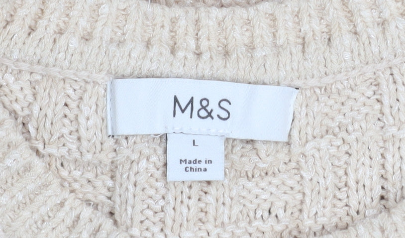 Marks and Spencer Women Beige Knit Sleeveless Midi Shift Dress L