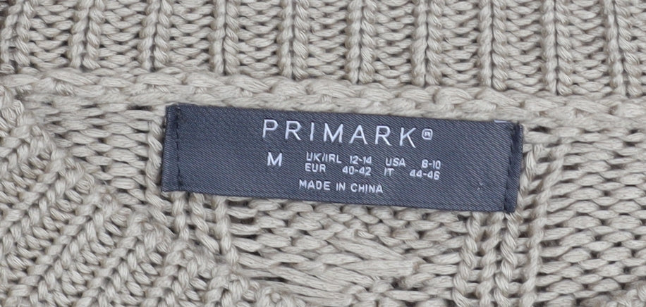 Primark Women Beige Fringe Knit Jumper Size 12-14 Acrylic Boho Style