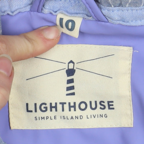 Lighthouse Womens Purple Waterproof Hooded Rain Coat Size 10