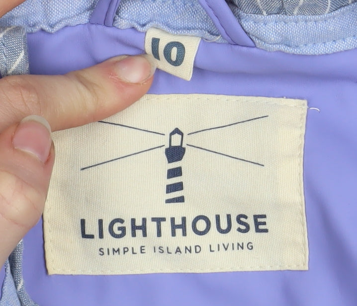 Lighthouse Womens Purple Waterproof Hooded Rain Coat Size 10