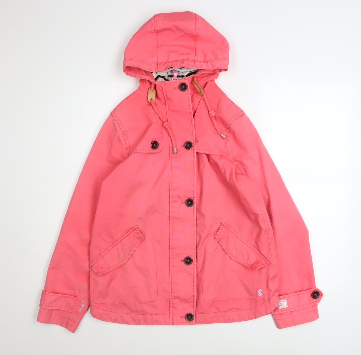 Joules Women’s Pink Waterproof Hooded Rain Coat UK 8