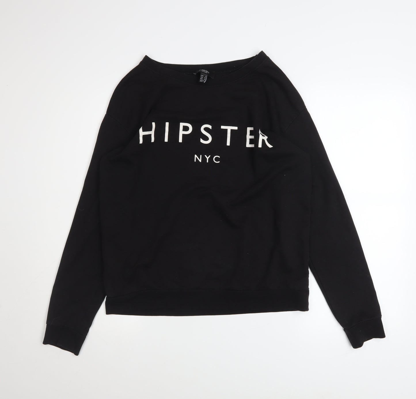 Mango Jeans Womens Black HIPSTER NYC Pullover Sweatshirt Size S