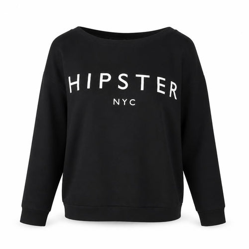 Mango Jeans Womens Black HIPSTER NYC Pullover Sweatshirt Size S