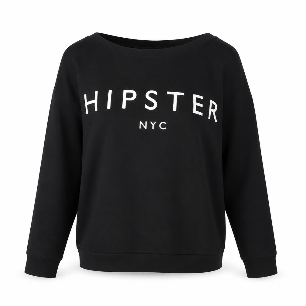 Mango Jeans Womens Black HIPSTER NYC Pullover Sweatshirt Size S