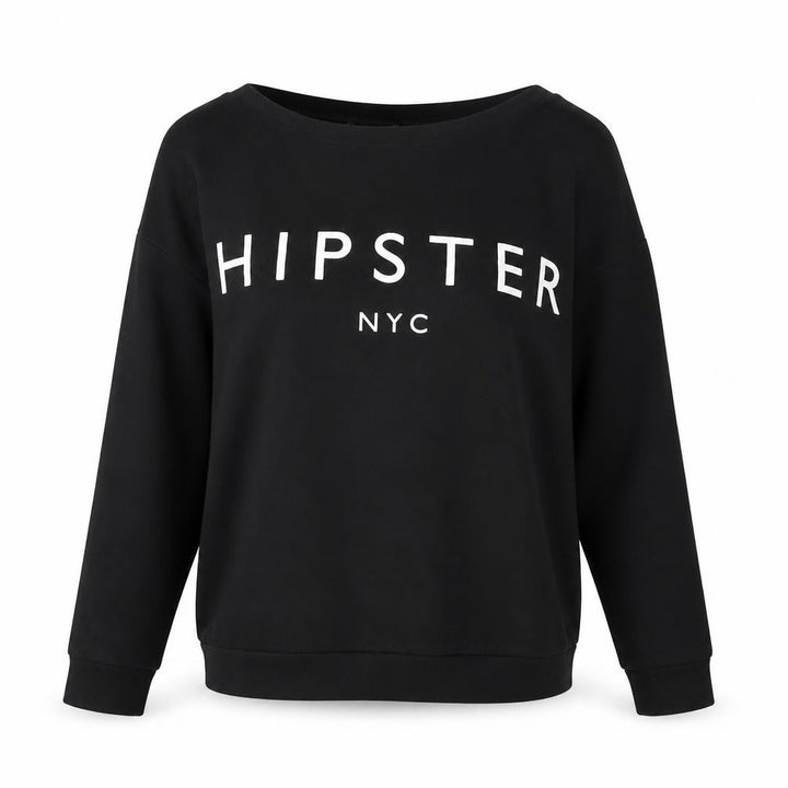 Mango Jeans Womens Black HIPSTER NYC Pullover Sweatshirt Size S
