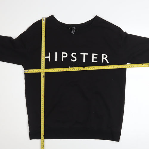 Mango Jeans Womens Black HIPSTER NYC Pullover Sweatshirt Size S