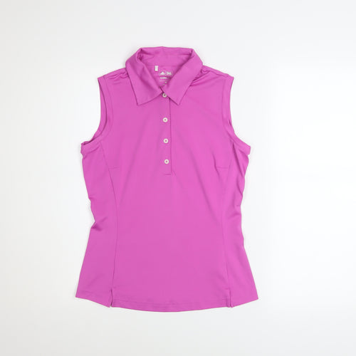 Adidas Women’s Pink Sleeveless Polo Golf Top XS Climalite Sportswear