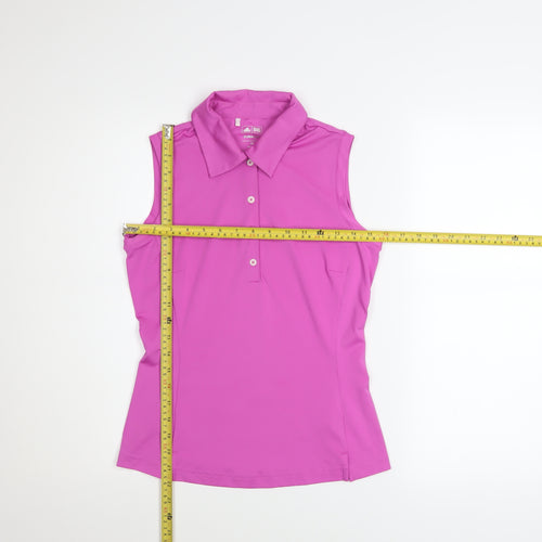 Adidas Women’s Pink Sleeveless Polo Golf Top XS Climalite Sportswear