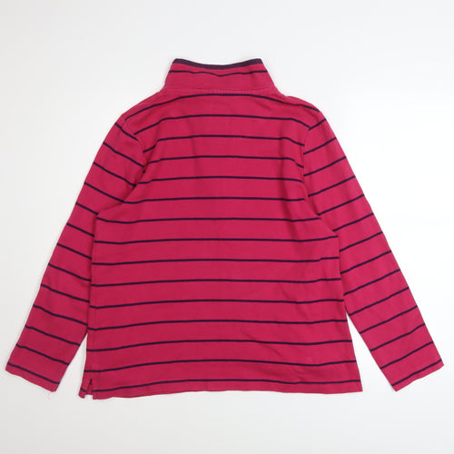 DASH Womens Pink Striped 1/4 Zip Pullover Sweatshirt UK 16 Cotton Blend