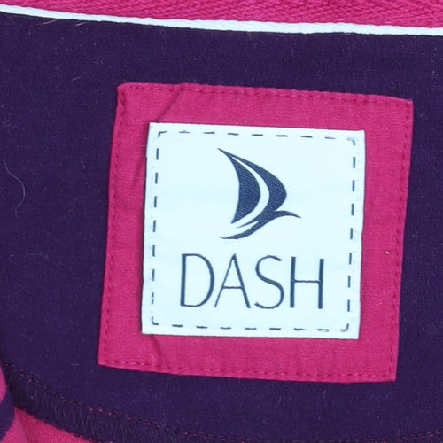 DASH Womens Pink Striped 1/4 Zip Pullover Sweatshirt UK 16 Cotton Blend