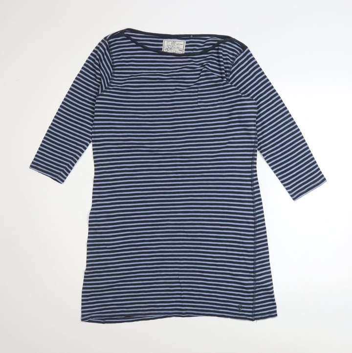 Fat Face Women Blue Stripe Cotton Shift Dress Size 14