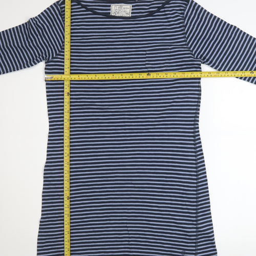 Fat Face Women Blue Stripe Cotton Shift Dress Size 14
