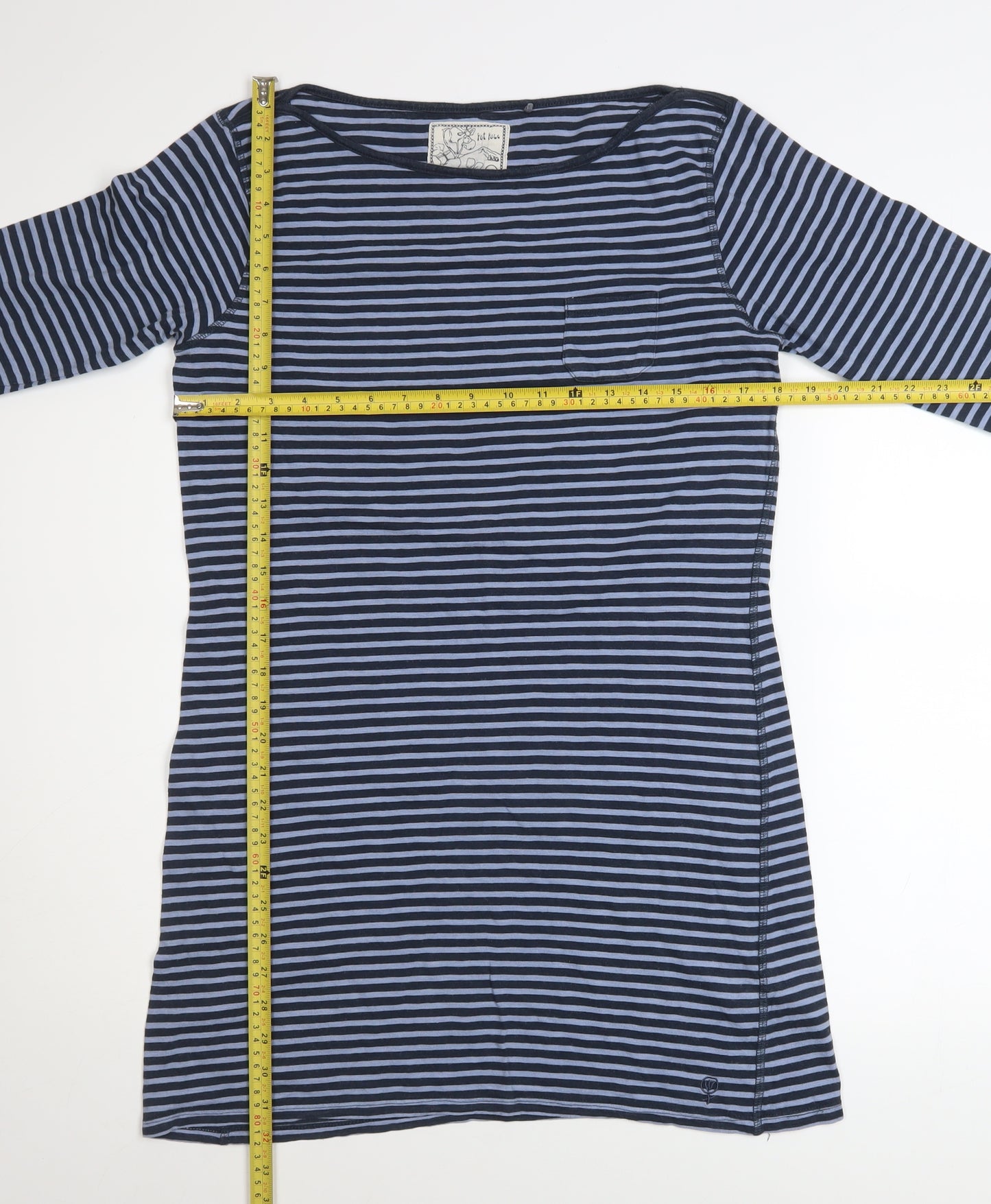 Fat Face Women Blue Stripe Cotton Shift Dress Size 14