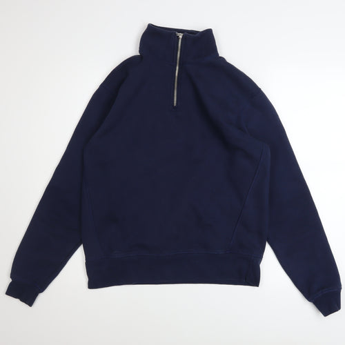 Zara Men's Blue 1/4 Zip Fleece Sweatshirt Size S