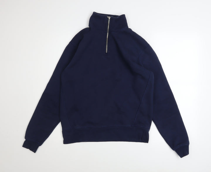 Zara Men's Blue 1/4 Zip Fleece Sweatshirt Size S