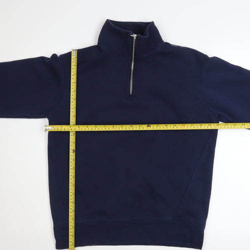 Zara Men's Blue 1/4 Zip Fleece Sweatshirt Size S