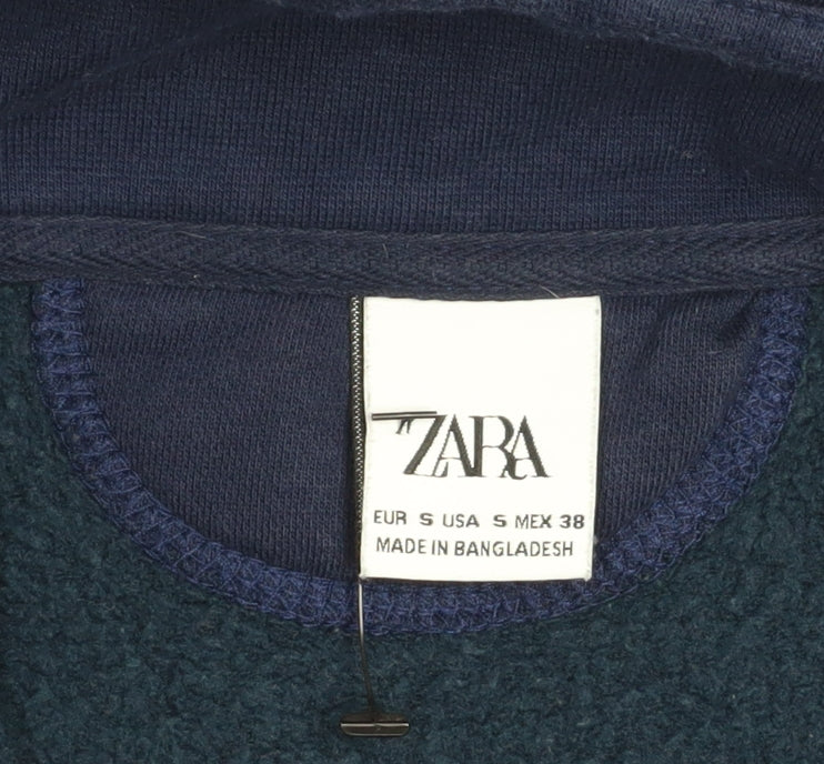 Zara Men's Blue 1/4 Zip Fleece Sweatshirt Size S