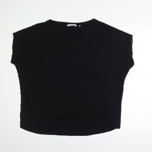 Next Womens Black Short Sleeve Embellished Viscose T-Shirt Size 16