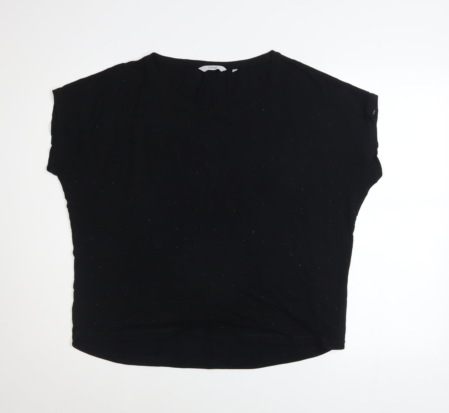 Next Womens Black Short Sleeve Embellished Viscose T-Shirt Size 16