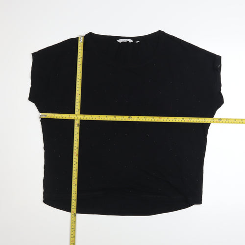 Next Womens Black Short Sleeve Embellished Viscose T-Shirt Size 16