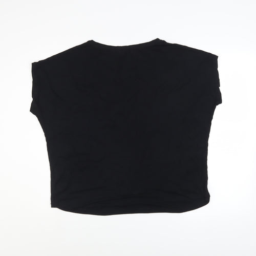 Next Womens Black Short Sleeve Embellished Viscose T-Shirt Size 16