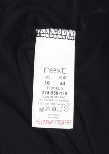 Next Womens Black Short Sleeve Embellished Viscose T-Shirt Size 16