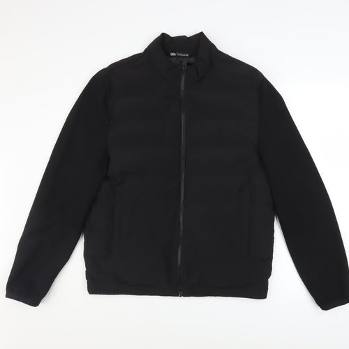 Zara Men Black M Basic Full Zip Padded Jacket