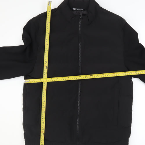Zara Men Black M Basic Full Zip Padded Jacket
