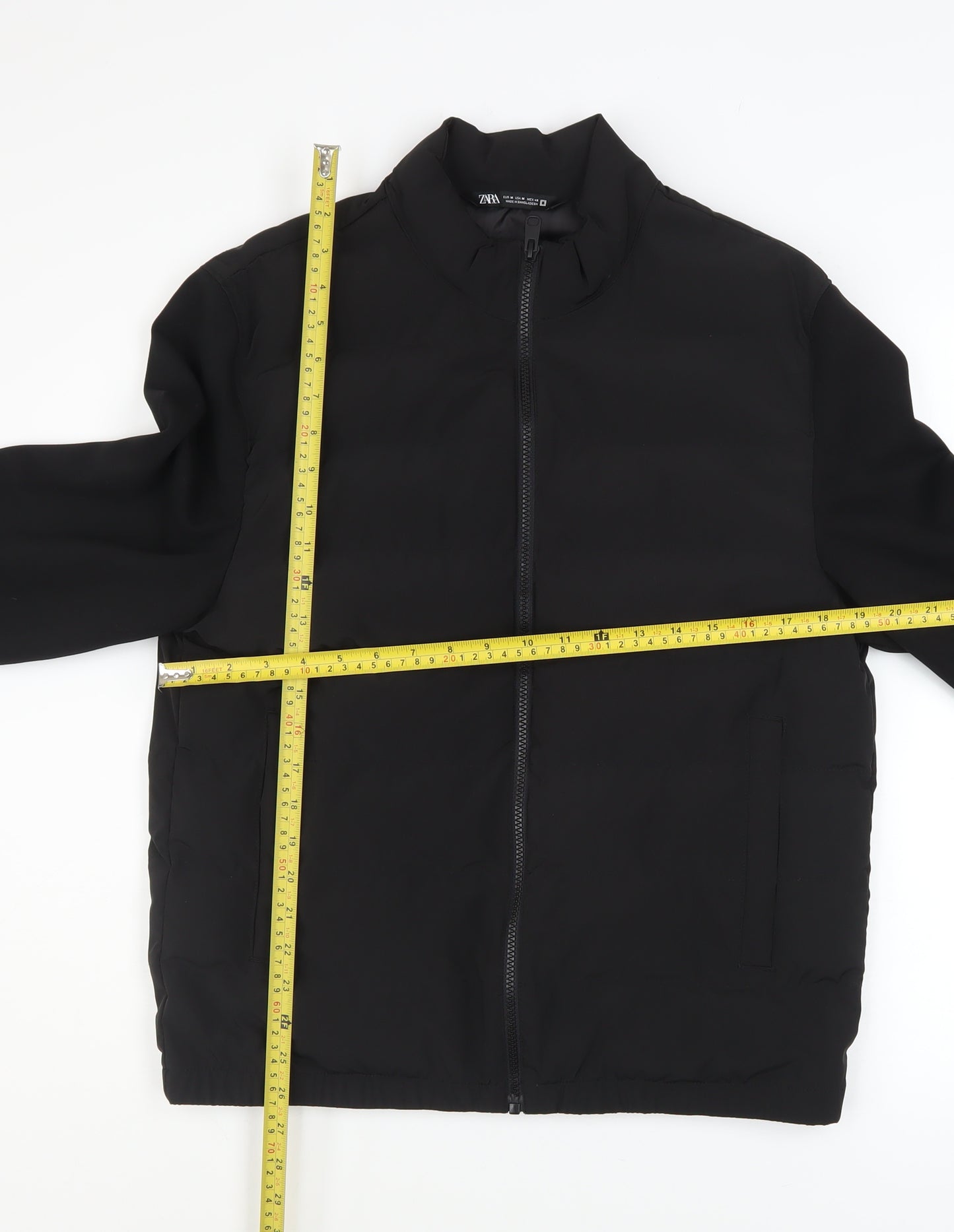 Zara Men Black M Basic Full Zip Padded Jacket