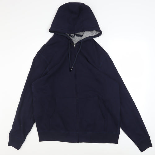 Marks and Spencer Men’s Blue L Hooded Full Zip Cotton Jacket