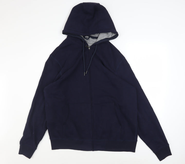 Marks and Spencer Men’s Blue L Hooded Full Zip Cotton Jacket
