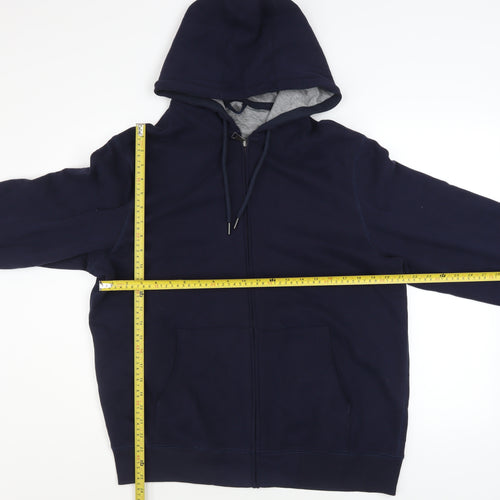Marks and Spencer Men’s Blue L Hooded Full Zip Cotton Jacket