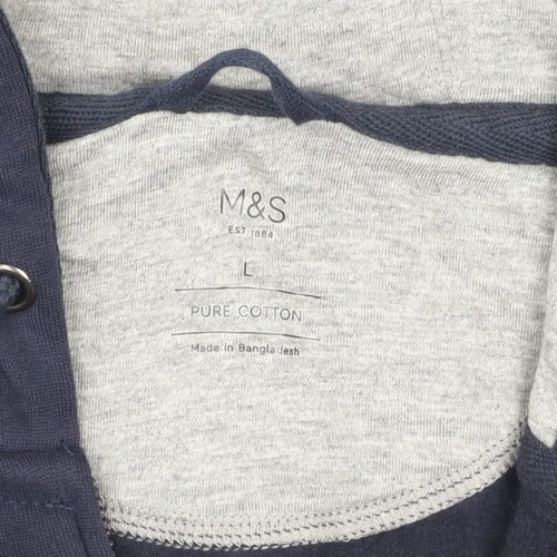 Marks and Spencer Men’s Blue L Hooded Full Zip Cotton Jacket