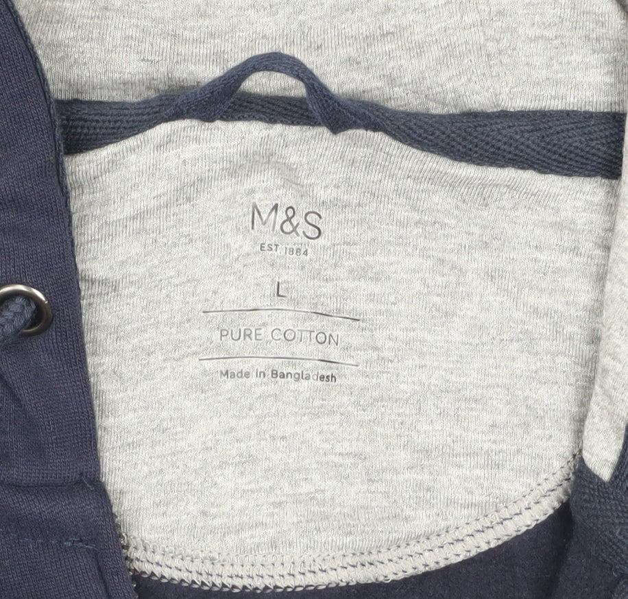Marks and Spencer Men’s Blue L Hooded Full Zip Cotton Jacket