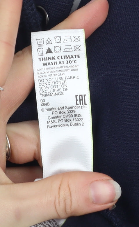 Marks and Spencer Men’s Blue L Hooded Full Zip Cotton Jacket