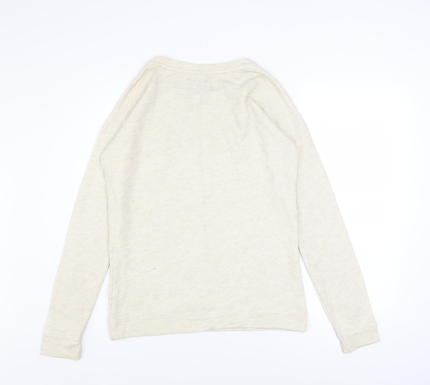 Next Women Beige Graphic Pullover Sweatshirt UK 8 Cotton Blend