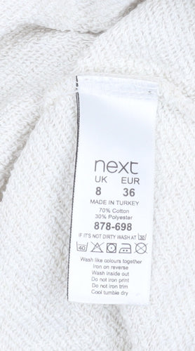 Next Women Beige Graphic Pullover Sweatshirt UK 8 Cotton Blend