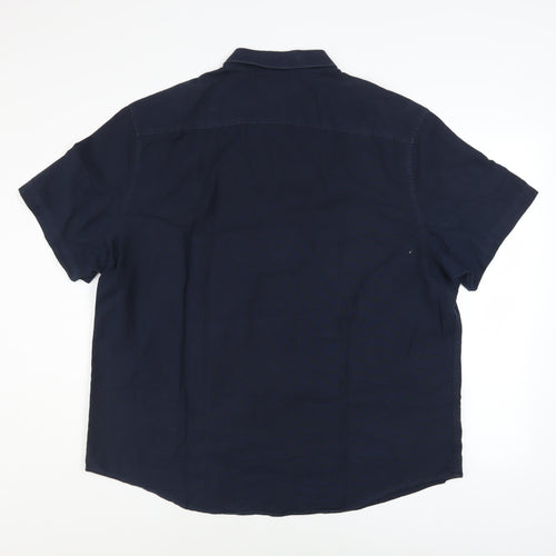 Original Penguin Men's Blue 2XL Short Sleeve Cotton Button-Up Shirt