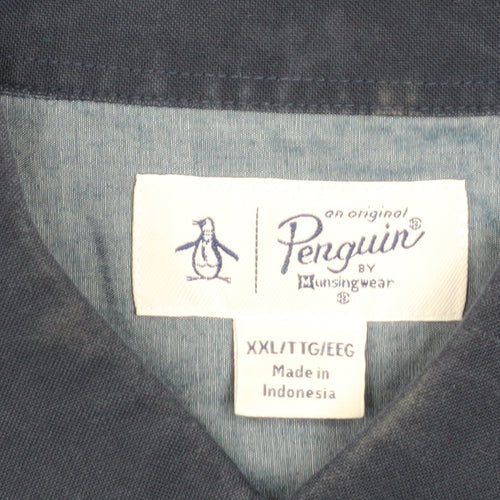 Original Penguin Men's Blue 2XL Short Sleeve Cotton Button-Up Shirt