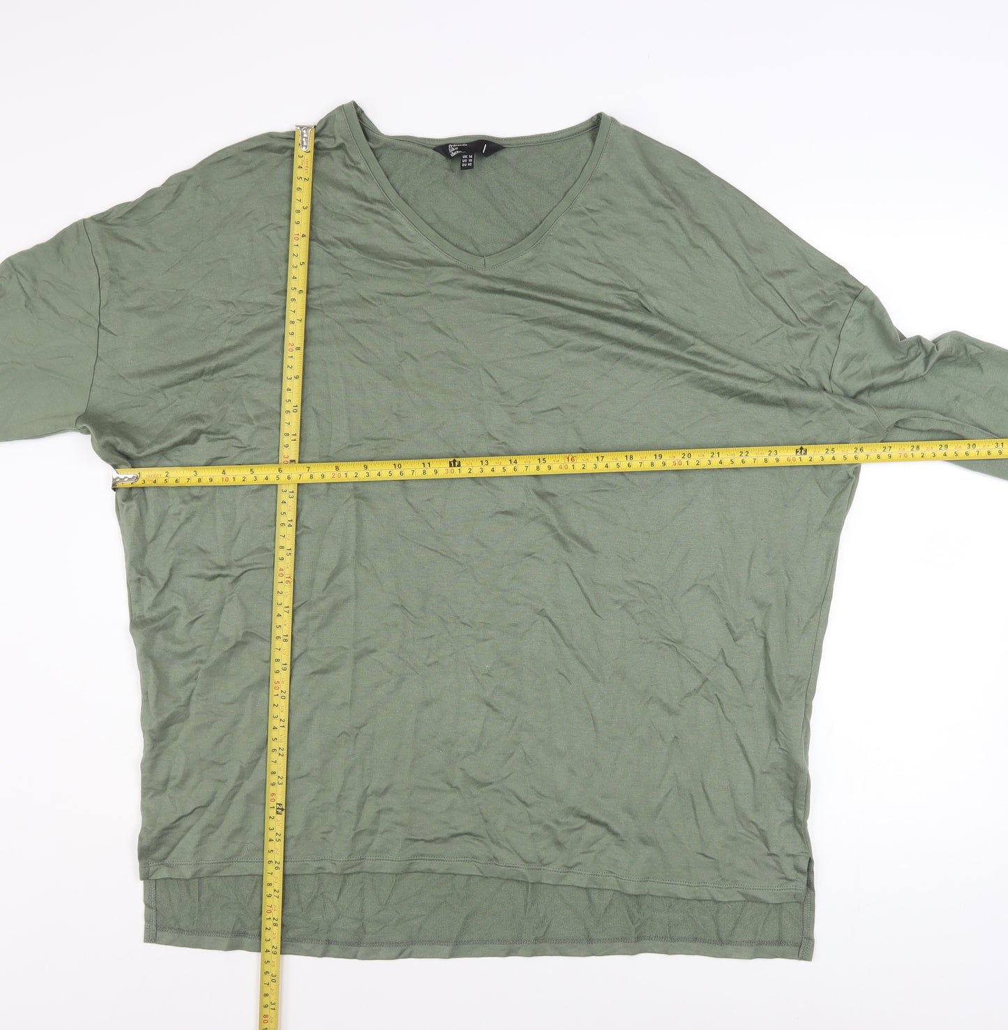 Friends Like These Women’s Green V-Neck Jersey Long Sleeve Top Size 14