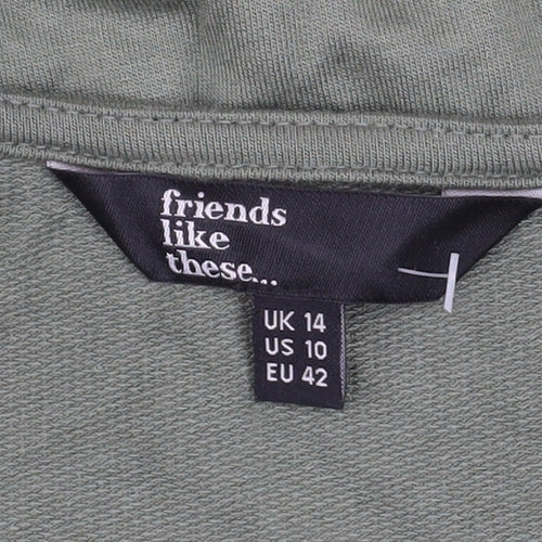 Friends Like These Women’s Green V-Neck Jersey Long Sleeve Top Size 14