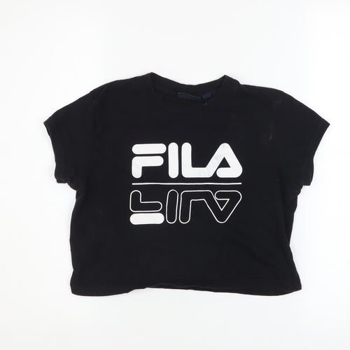 FILA Women’s Black Cropped T-Shirt XS Cotton Short Sleeve Casual