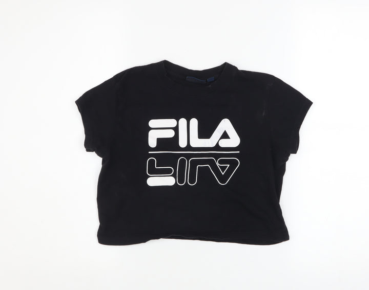 FILA Women’s Black Cropped T-Shirt XS Cotton Short Sleeve Casual