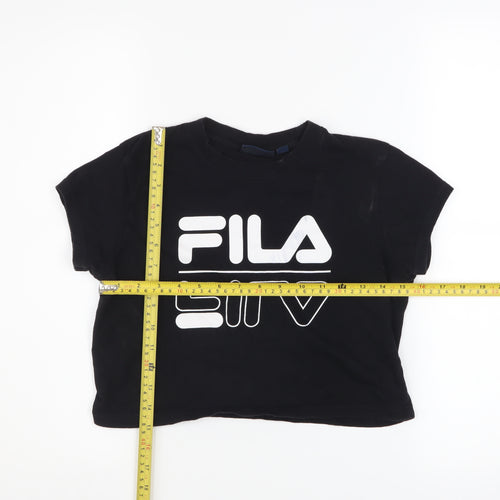 FILA Women’s Black Cropped T-Shirt XS Cotton Short Sleeve Casual