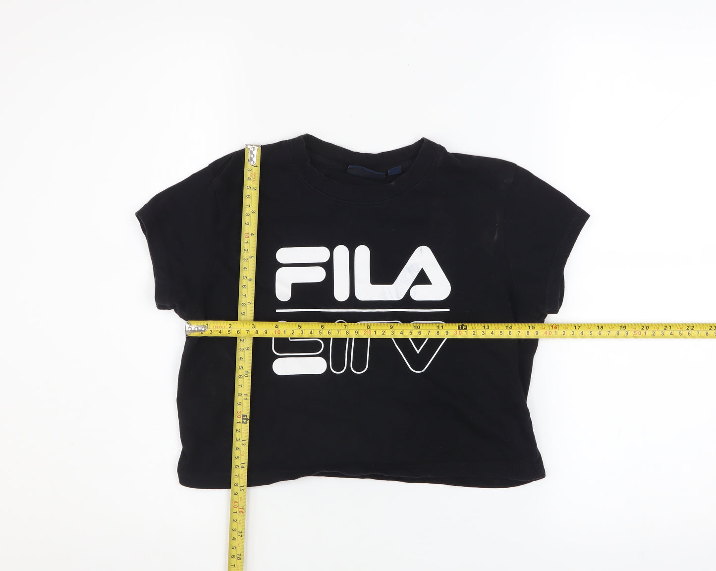 FILA Women’s Black Cropped T-Shirt XS Cotton Short Sleeve Casual