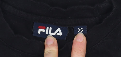 FILA Women’s Black Cropped T-Shirt XS Cotton Short Sleeve Casual