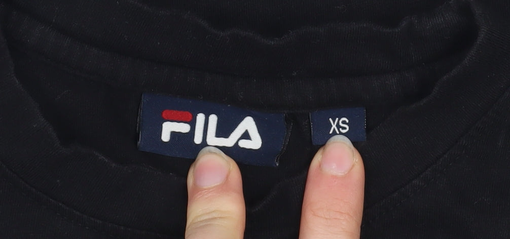 FILA Women’s Black Cropped T-Shirt XS Cotton Short Sleeve Casual