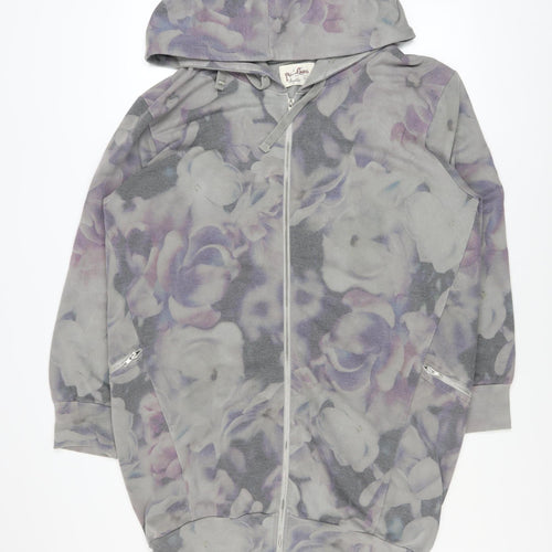 A Postcard from Brighton Womens Grey Floral Hooded Basic Jacket Size S