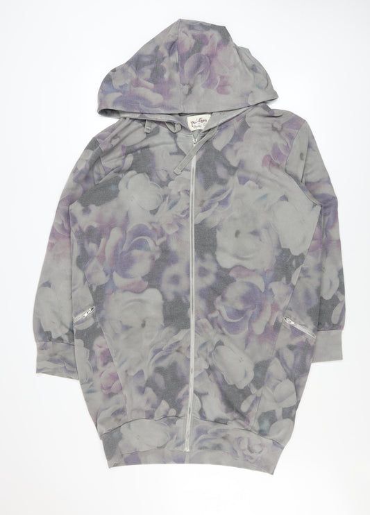 A Postcard from Brighton Womens Grey Floral Hooded Basic Jacket Size S