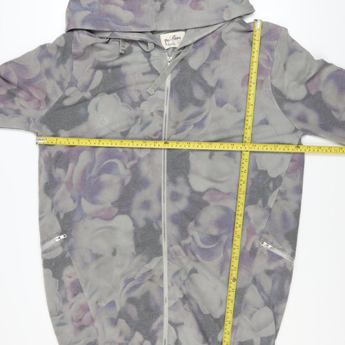 A Postcard from Brighton Womens Grey Floral Hooded Basic Jacket Size S